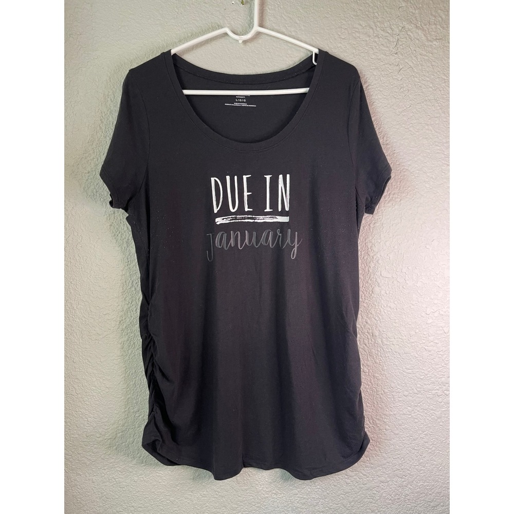 Isabel‎ Maternity Top Due in January Pregnancy Ruched Black Large